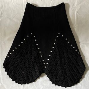 Betsey Johnson Black A-Line Skirt with Silver Accents